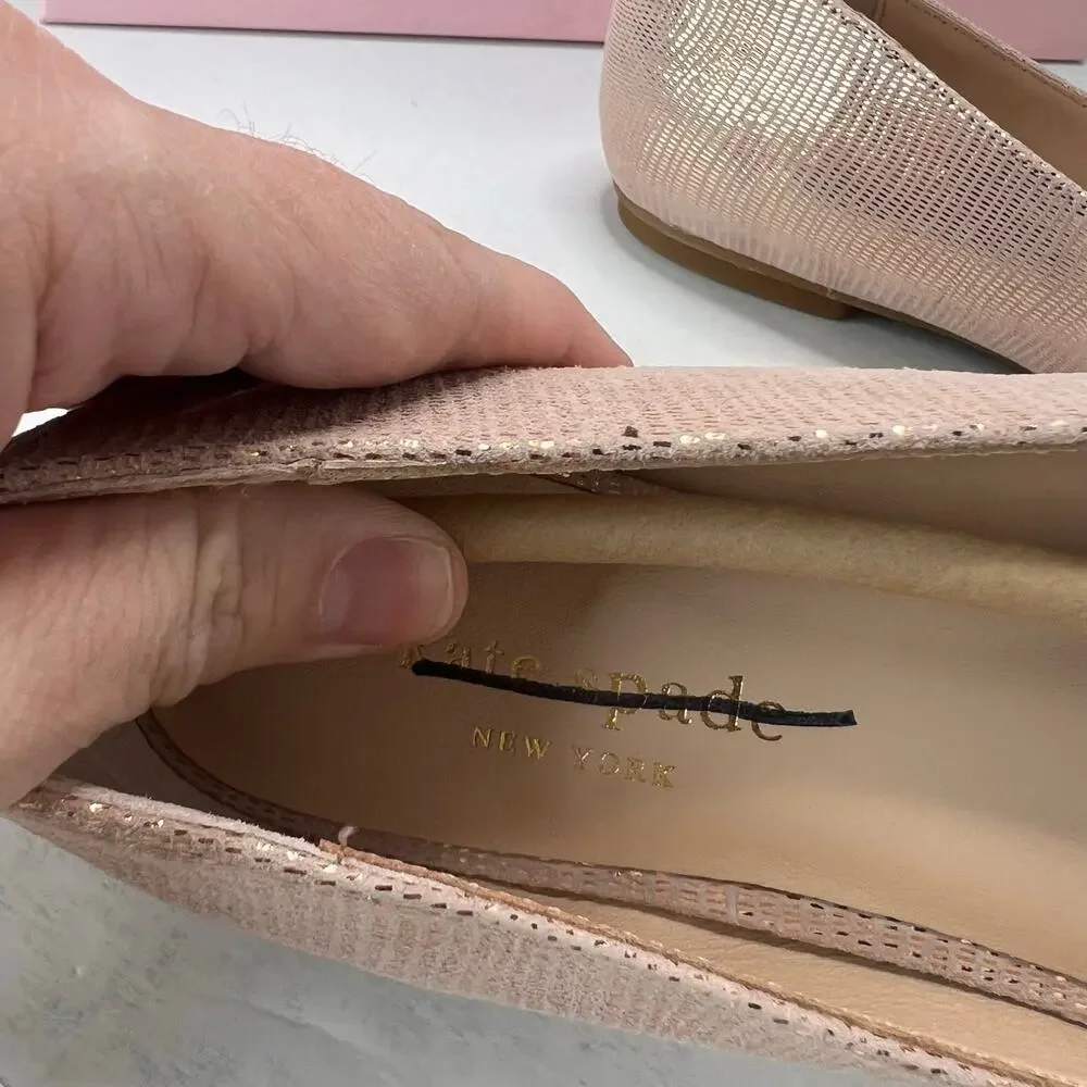 Kate Spade New York Nance Suede Flat Bow Detail Pointed-Toe Blush Women 8.5M